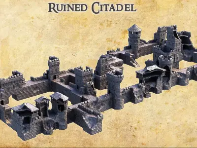 Modular Ruined Citadel Tabletop Terrain 28 MM 3D print model