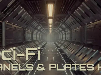 Sci-Fi Modular Industrial Panels and Plates Kit 3D model