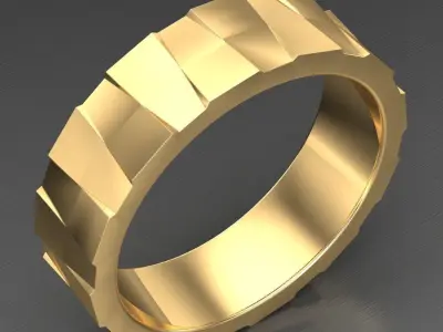 Light Gold Diamond Men Ring 2MR041 3D model