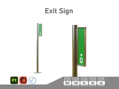 Exit Sign Low-poly 3D model purchase