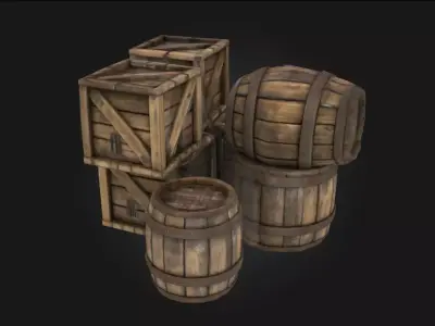 Barrels and Crates Collection  Classic Storage Props 3D model