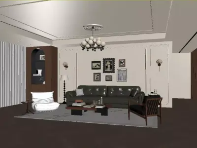 Vintage Light Luxury Living Room 3D model