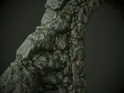 Mossy stone arch Low-poly 3D model