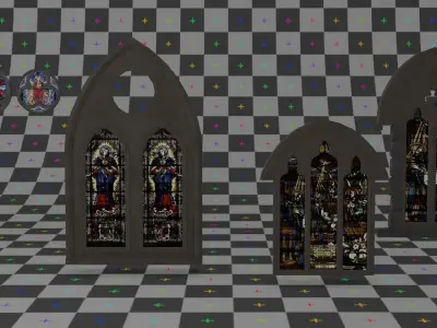 English Gothic Stained Glass Windows 3D model