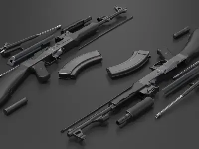  AK 47 Disassembled Black Plastic 