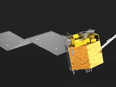  Satellite with Solar Panels and Antennas 