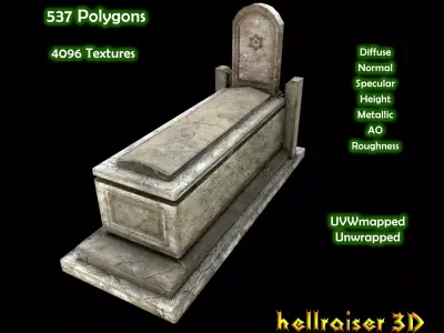 Grave 1 - PBR - Textured Low-poly 3D model