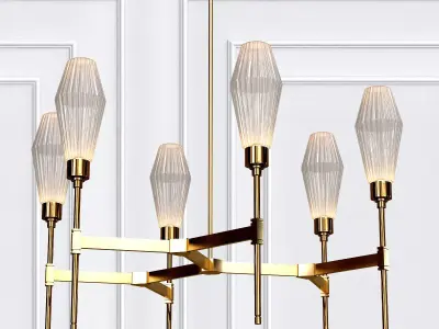 AALTO modern brass chandelier with glass shades 3D model