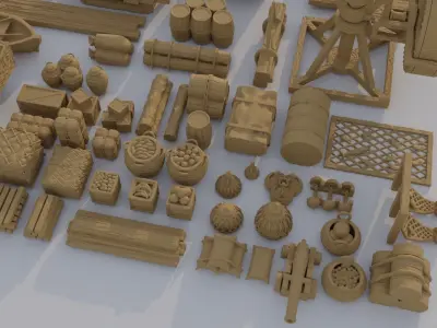 Dockyard Pack  60 scatter model Tabletop Terrain 28 mm 3D print model