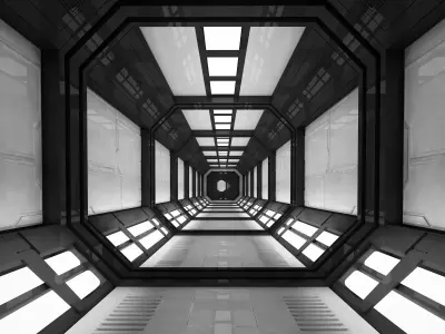 SCI FI INTERIOR SCENE SPACE SHIP CORRIDOR Low-poly 3D model