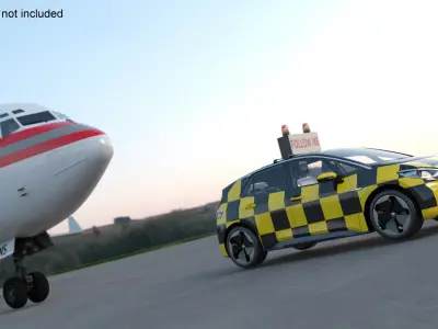  Volkswagen Follow Me Car Accompanies an Charter Boeing 727 