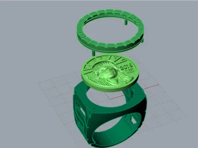Statue of Liberty gold man ring mr0143 3D print model