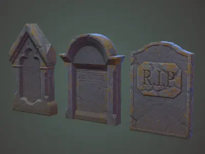 11 Tombstones Low-poly 3D model