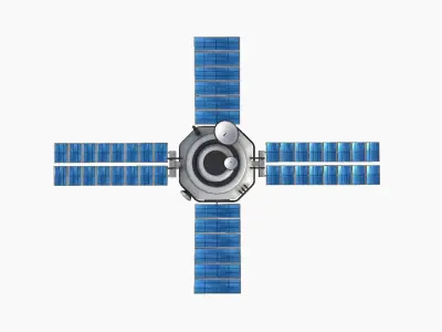 Satellite H07 Dirty Blue - SciFi Space Design Low-poly 3D model