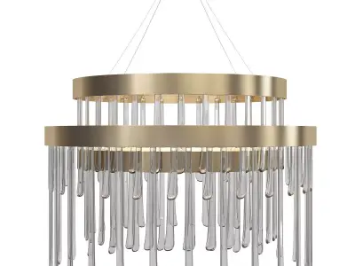 Babel modern chandelier in brass and glass 3D model