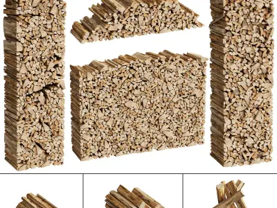 038 Firewood Logs 01 Packed Stacks  3D model
