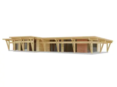 Modern Wood Cabin Low-poly 3D model