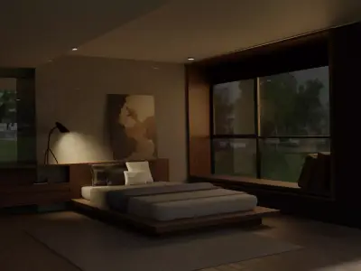 Modern Bedroom Interior 3D Model Low-poly 3D model