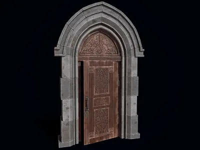 Gothic Castle Door Low-poly 3D model