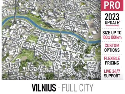 Vilnius - 3D City Model Low-poly 3D model