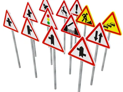 Warning signs set 3 3D model