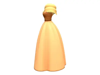 1950s Retro Princess Dress With Shawl Low-poly 3D model