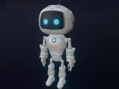 Cute Robot Low-poly 3D model 5