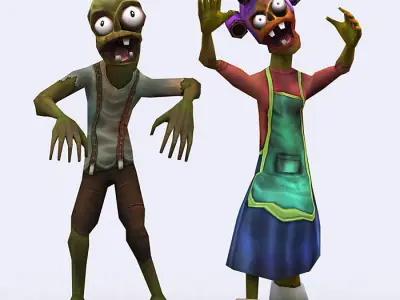 3DRT - Toonworld Zombie Family Low-poly 3D model