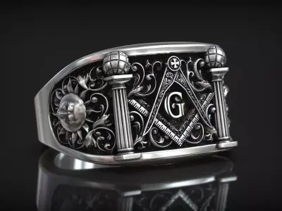 Masonic Temple Freemasonry Astrology Moon and Sun Signet 3D print model