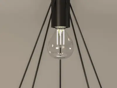 Industrial Wire Metal Ceiling Lamp Free 3D model