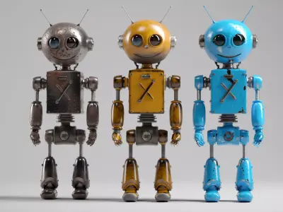 Retro Robot Character  Rigged  4K PBR Textures   Low-poly 3D model