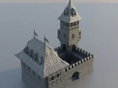 Medieval Guard House Tabletop Terrain 28 mm 3D print model