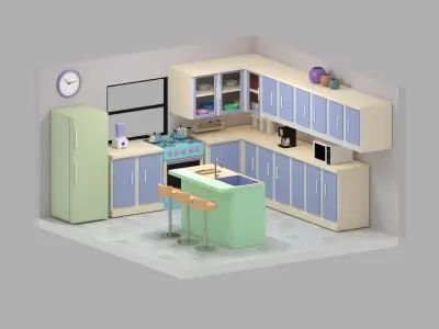 Kitchen Low-poly 3D model