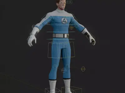 Johnny Storm 3D Model Stylized Human Torch Rigged PBR FBX OBJ Low-poly 3D model