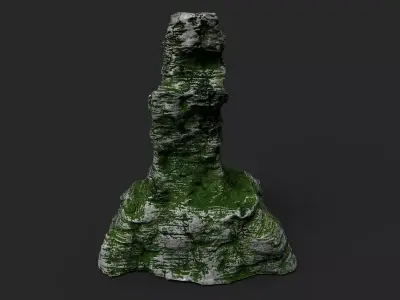 Mossy Cliff Rock 23-10 Low-poly 3D model