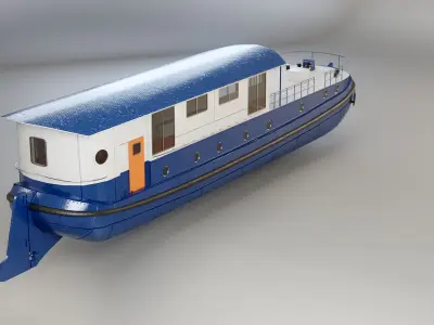  Dutch Barge Houseboat 3D Model Modern Floating Home 