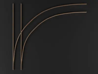 Tram Rails Element - Right Turn 3D model