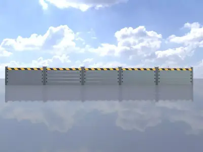 Aluminum flood barrier 1 m x 10 m Low-poly 3D model