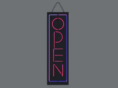 Neon Open Sign With Texture Low-poly 3D model