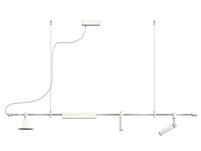 Horizontal Linear LED Pendant Lamp Low-poly 3D model