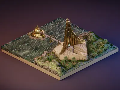 Asgard Royal Palace of Valaskjalf - Thor Low-poly 3D model