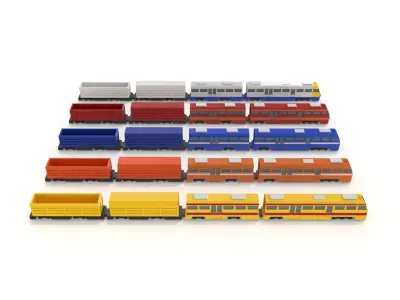 Trains - Rail transport Low-poly 3D model