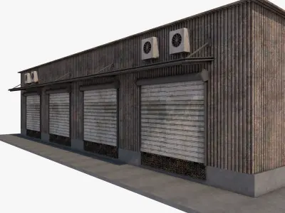 industrial building warehouse 3 Low-poly 3D model