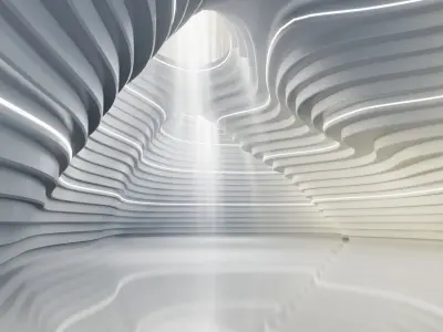 Abstract Concept hall inteiror clear 3D model
