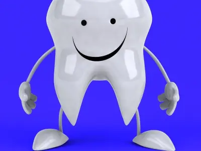 Fun tooth character 3D model