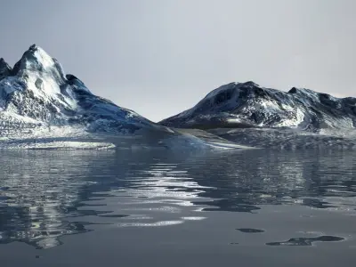 Icebergs icescape snow ice polar pole ocean water sea arctic  3D model