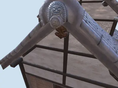 Japanese Dojo PBR  Low-poly 3D model