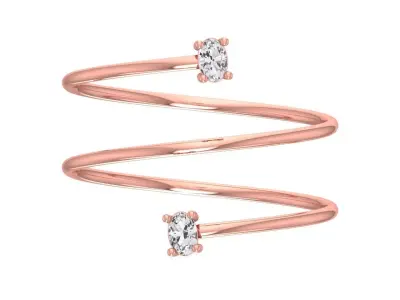 Solitaire Women Spiral Oval Stone Band Ring 3D print model
