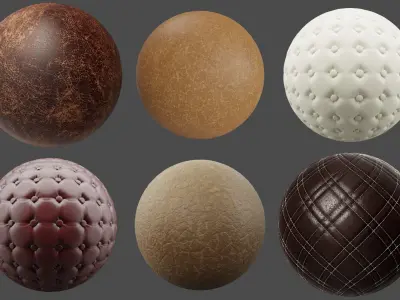 Pack 6 Leather modern furniture PBR 4K Texture