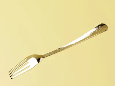 Chocolate Cake with Plate and Fork Free 3D model